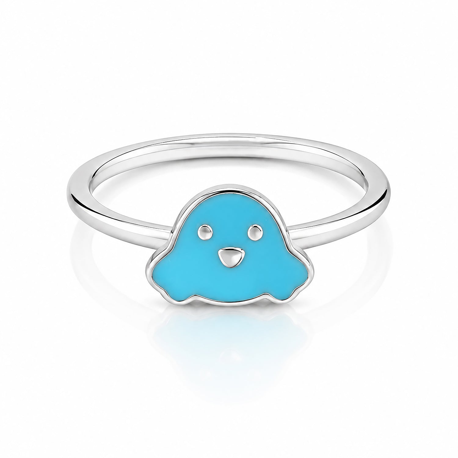 Cute Blue Enamel Puppy Sterling Silver Ring