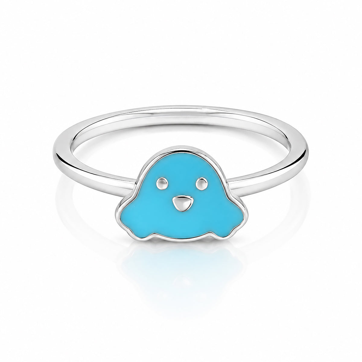 Cute Blue Enamel Puppy Sterling Silver Ring
