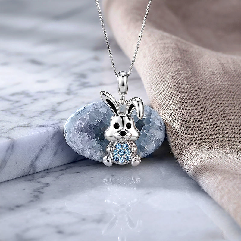 Cute Bunny Sparkle 925 Sterling Silver Pendant for Women