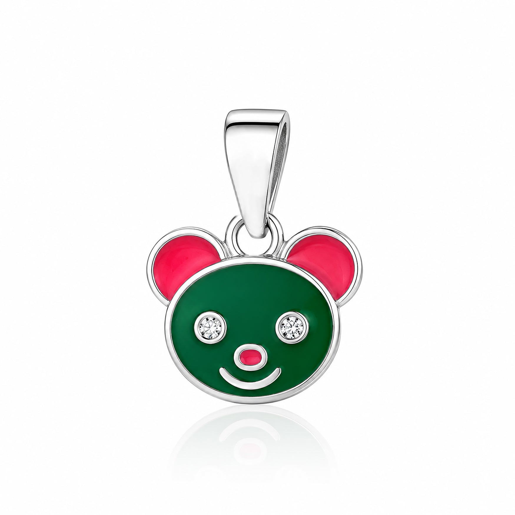 Cute Enamel Bear Character Sterling Silver Pendant