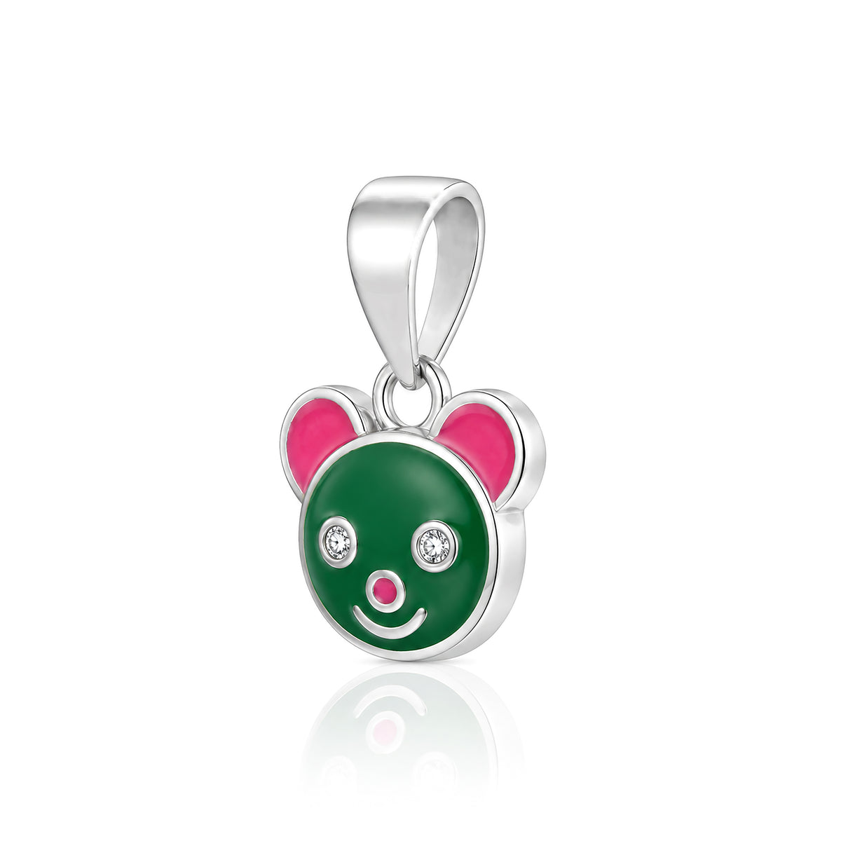 Cute Enamel Bear Character Sterling Silver Pendant