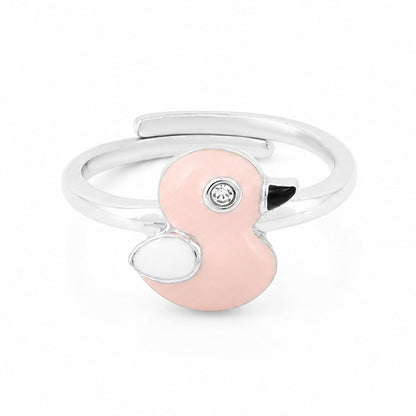 Cute Pink Duckling 925 Sterling Silver Ring for Baby