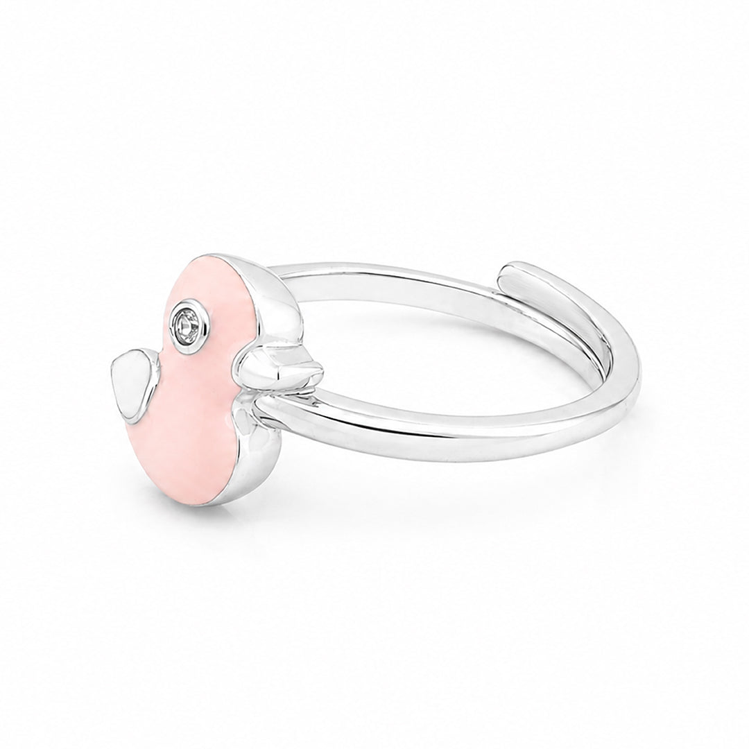 Cute Pink Duckling 925 Sterling Silver Ring for Baby