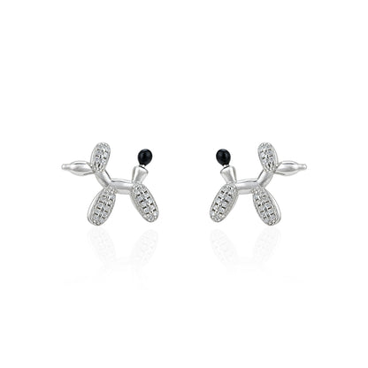 Cute Poodle Design 925 Sterling Silver Sparkling Earrings for Women