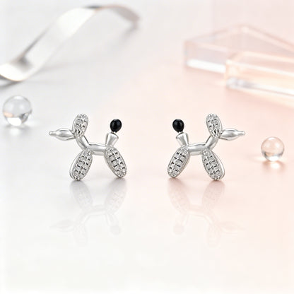 Cute Poodle Design 925 Sterling Silver Sparkling Earrings for Women