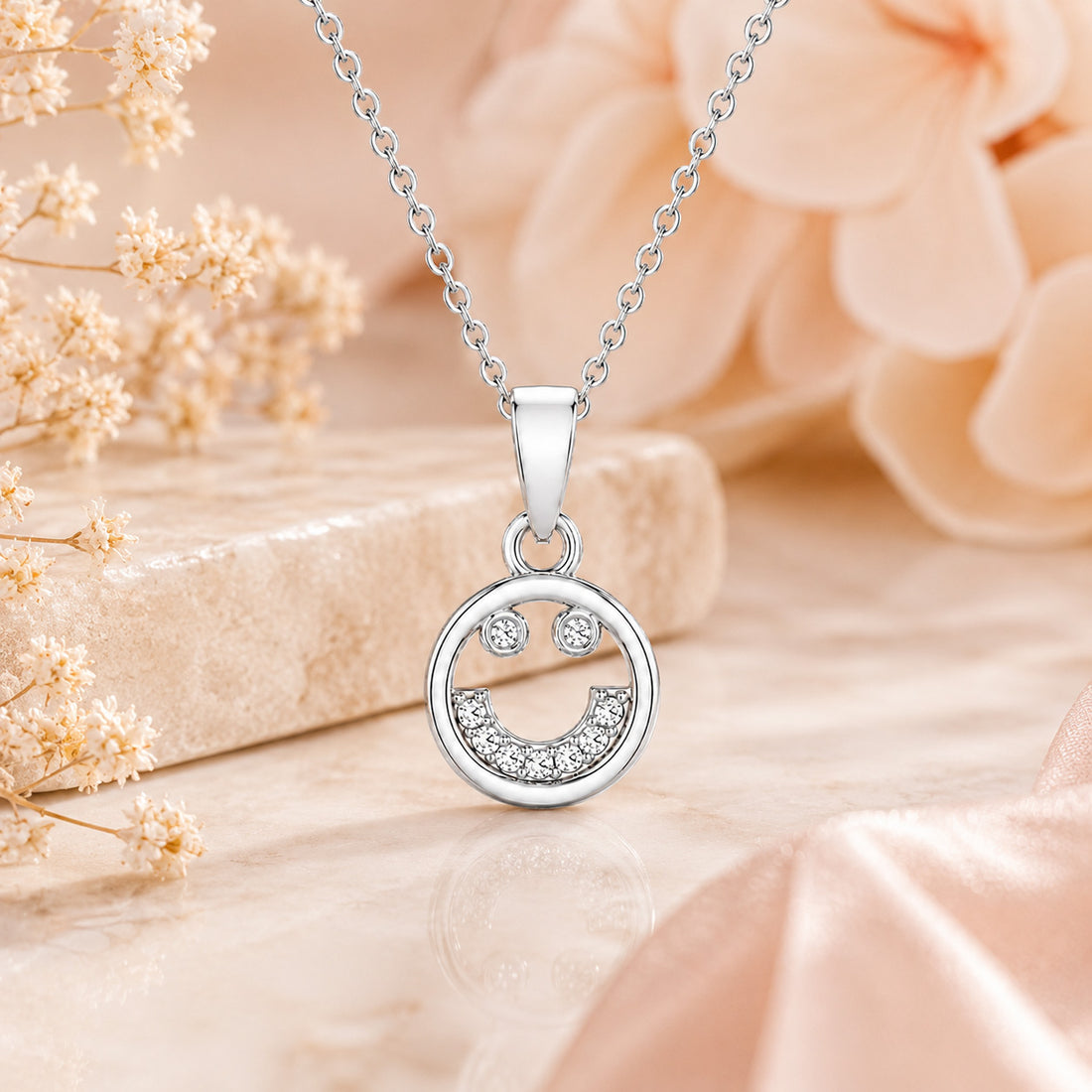 Cute Sparkle Smile 925 Sterling Silver Pendant for Women
