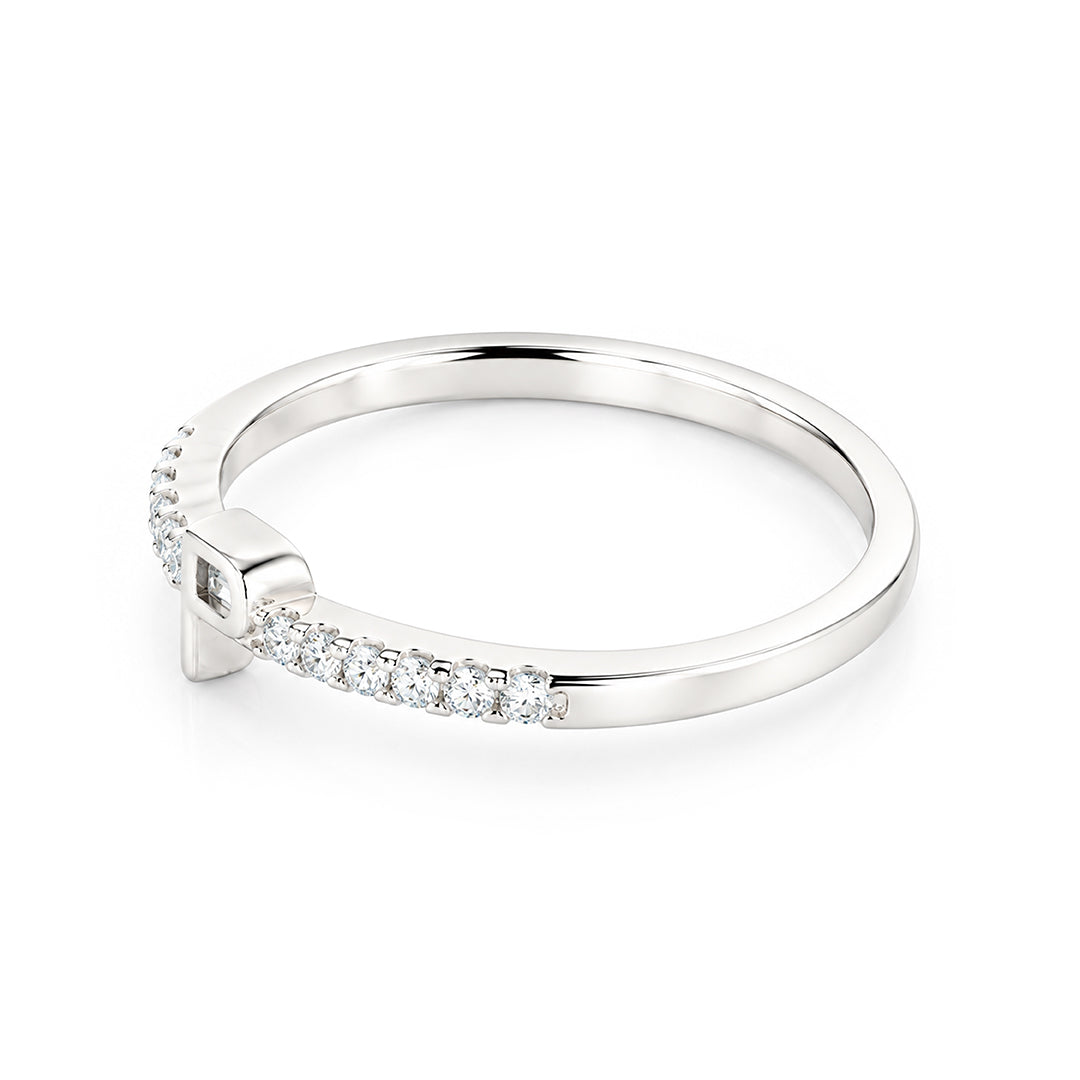 Dainty Initial "P" Sterling Silver Ring