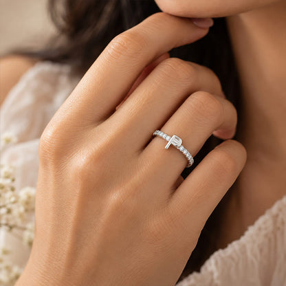 Dainty Initial "P" Sterling Silver Ring