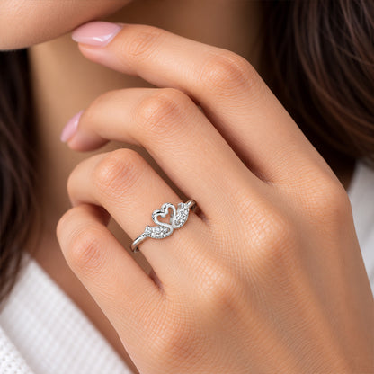 Dainty Open Heart Tiara Sterling Silver Ring