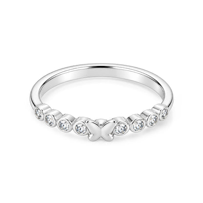 Dainty Butterfly Eternity Accent Sterling Silver Ring
