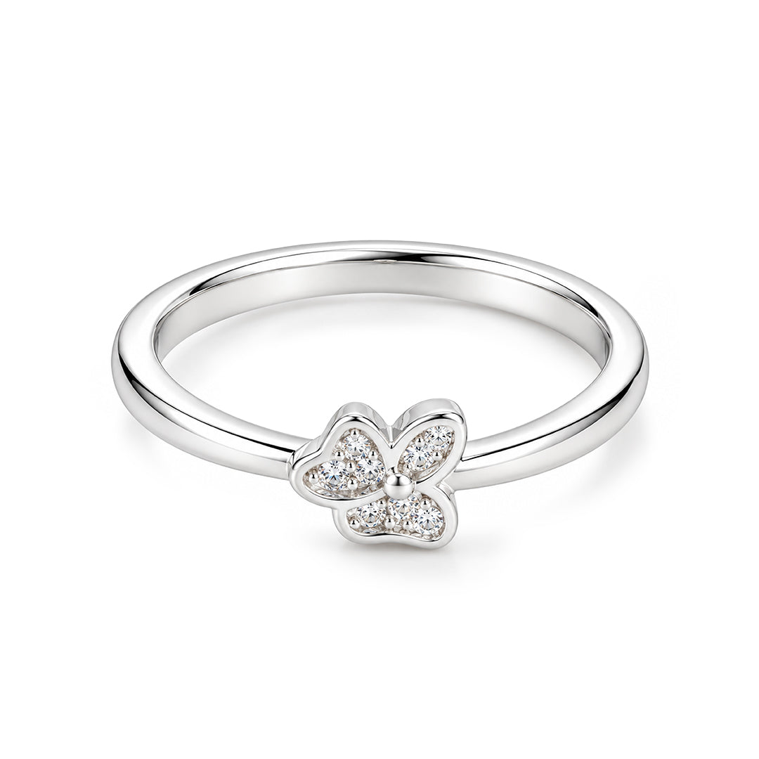 Dainty Butterfly Pave Accent Sterling Silver Ring