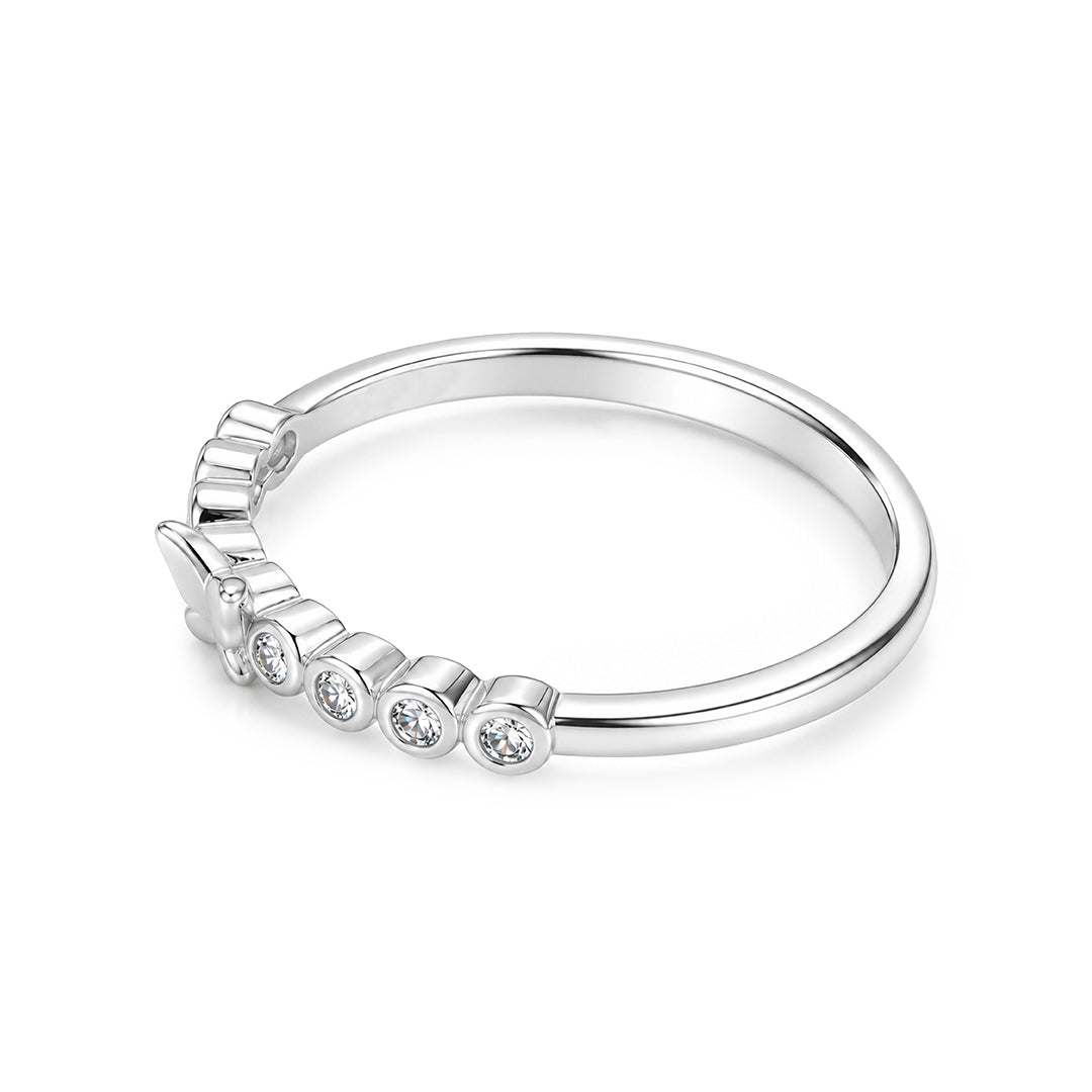 Dainty Butterfly Eternity Accent Sterling Silver Ring
