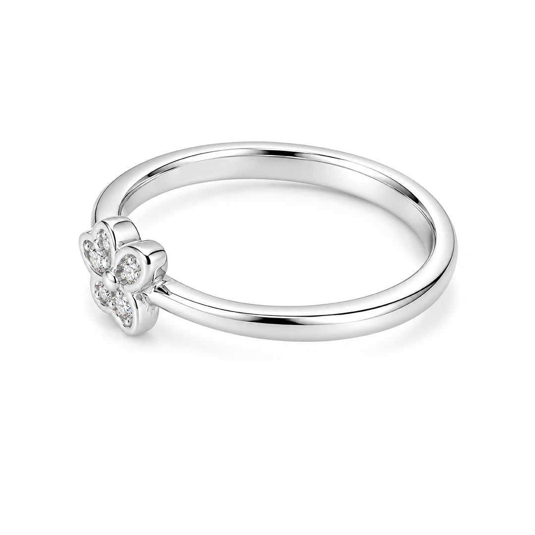 Dainty Butterfly Pave Accent Sterling Silver Ring