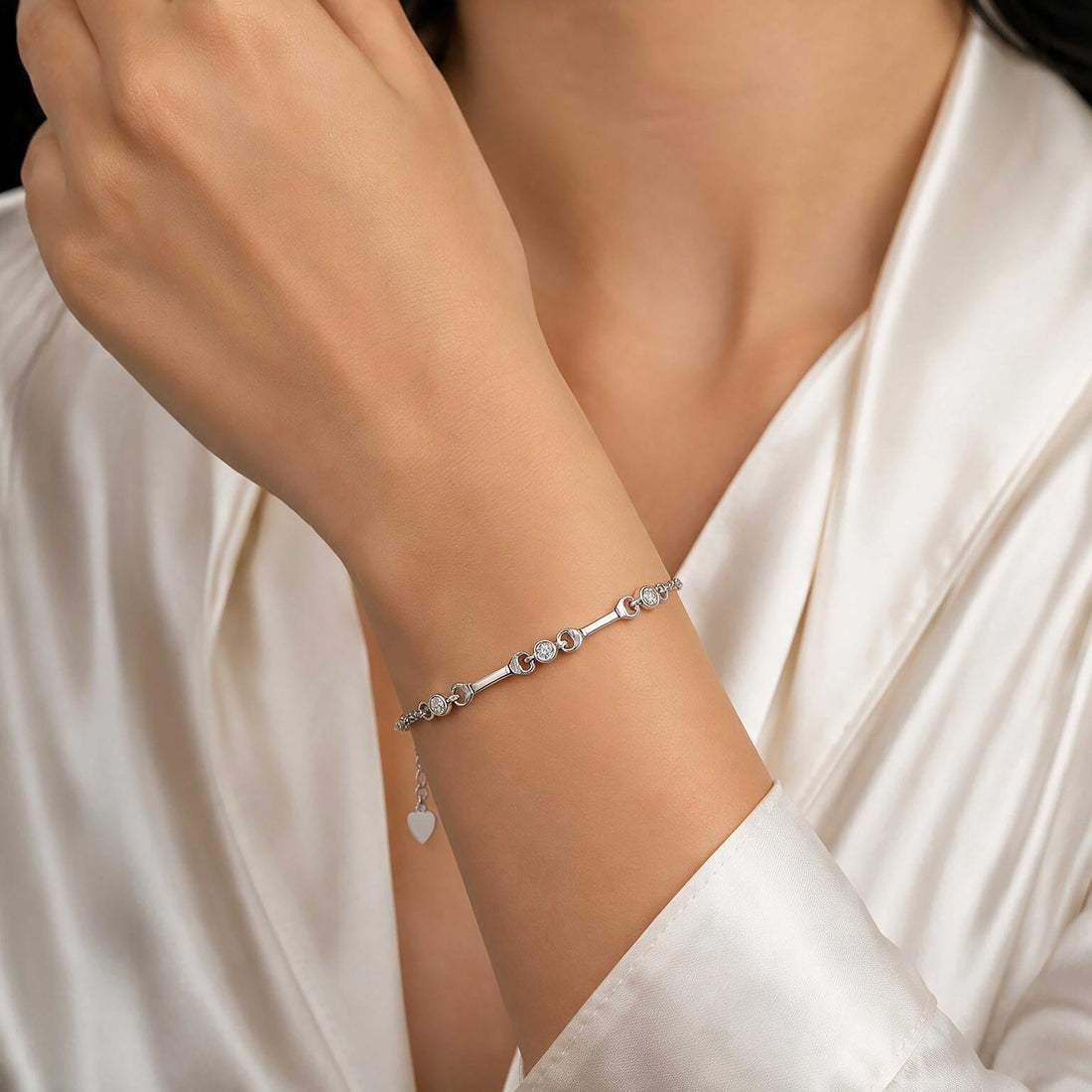 Dainty Circular Bead Attractive 925 Sterling Silver Bracelet for women