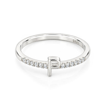 Dainty Initial "P" Sterling Silver Ring