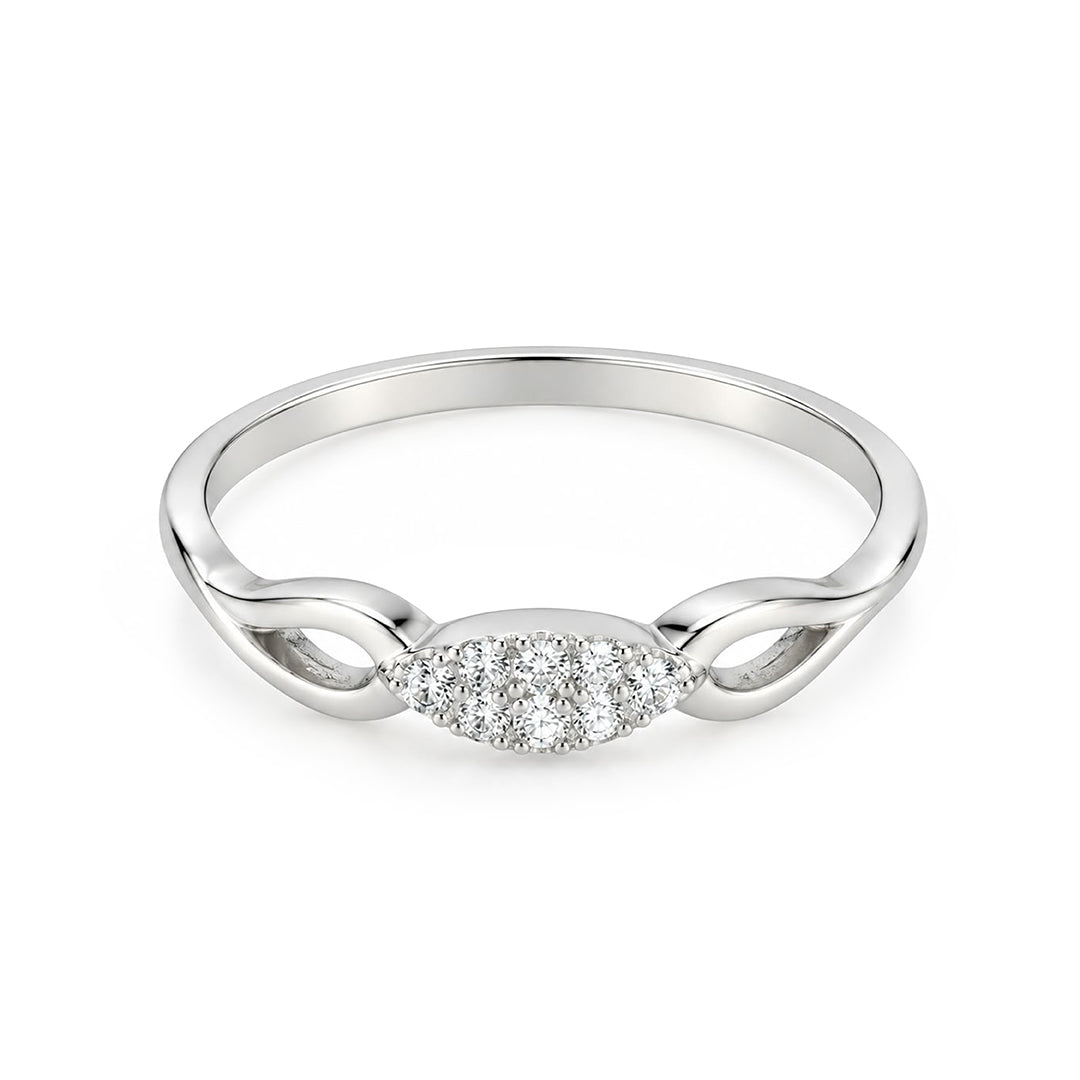 Dainty Marquise Cluster Split Shank Sterling Silver Ring