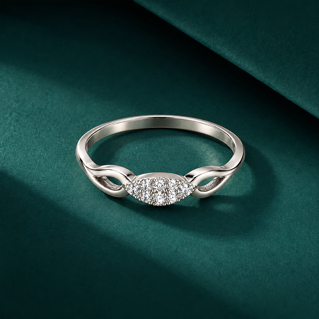 Dainty Marquise Cluster Split Shank Sterling Silver Ring