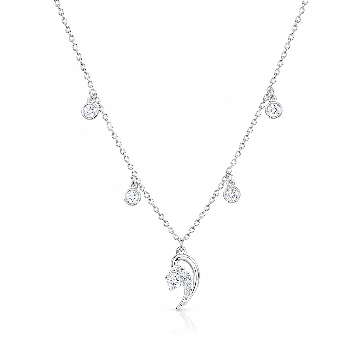 Dainty Moonlight Sparkle 925 Sterling Silver Chain Pendant for Women