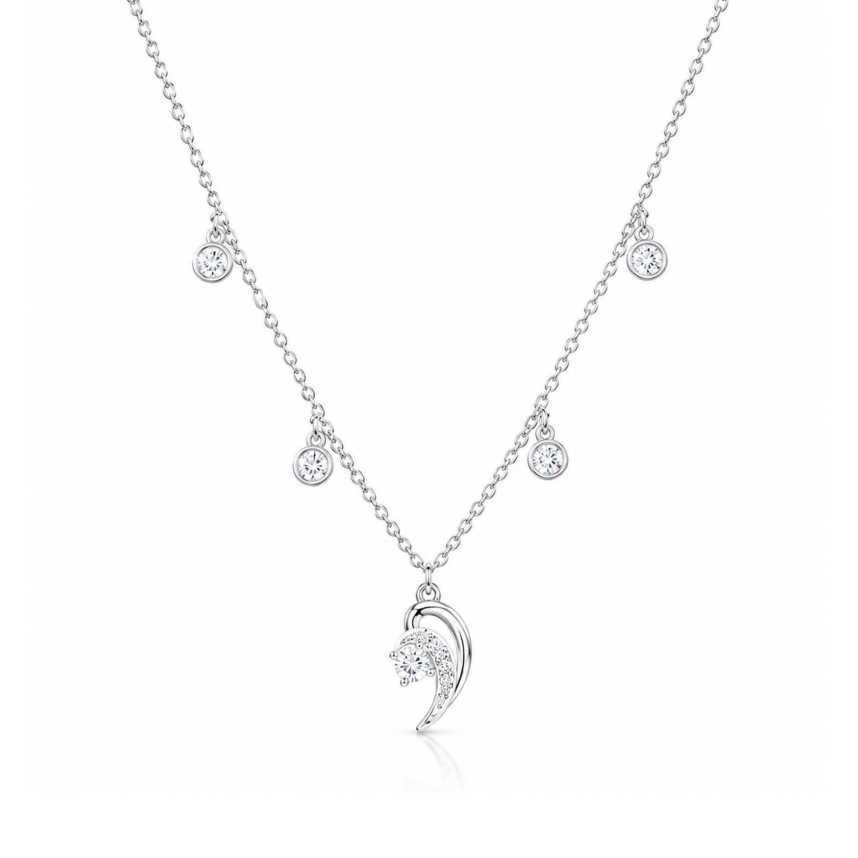 Dainty Moonlight Sparkle 925 Sterling Silver Chain Pendant for Women