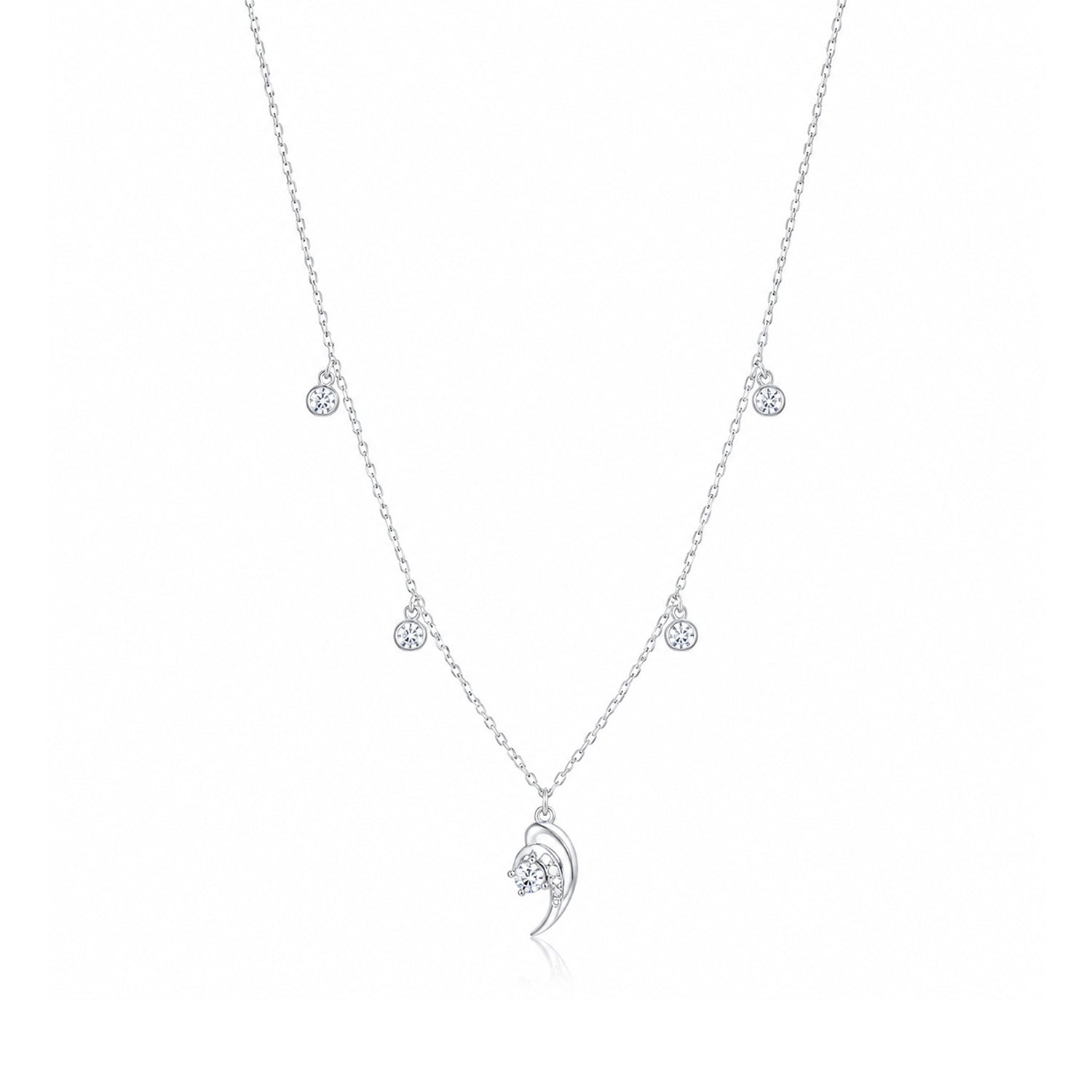 Dainty Moonlight Sparkle 925 Sterling Silver Chain Pendant for Women