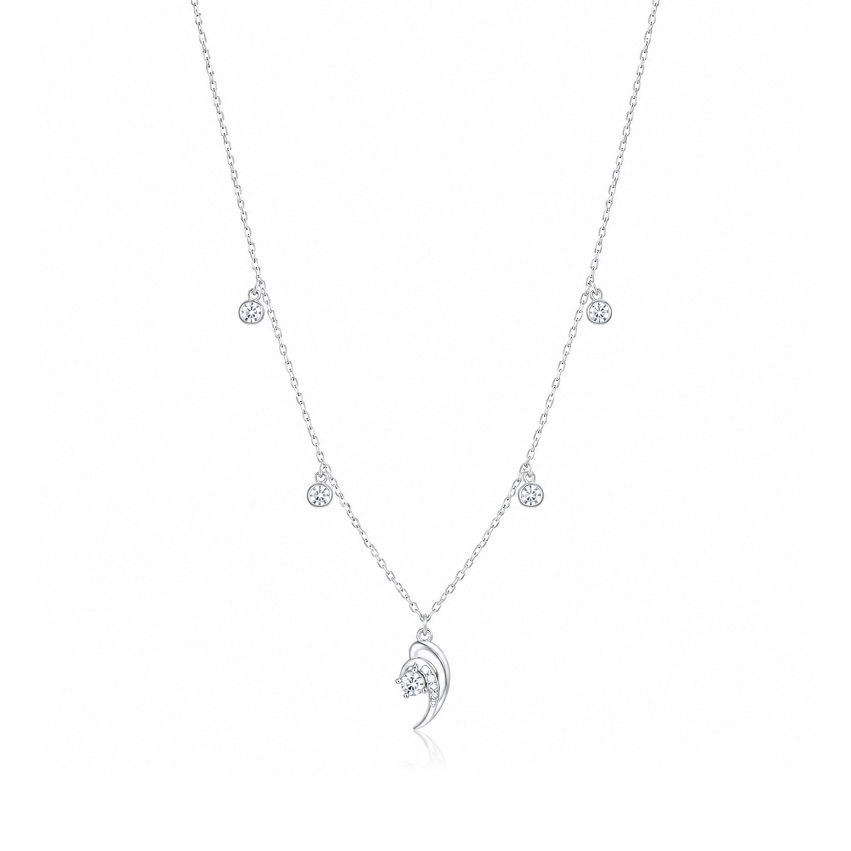 Dainty Moonlight Sparkle 925 Sterling Silver Chain Pendant for Women