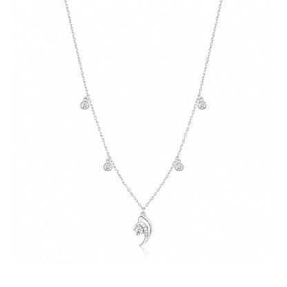 Dainty Moonlight Sparkle 925 Sterling Silver Chain Pendant for Women