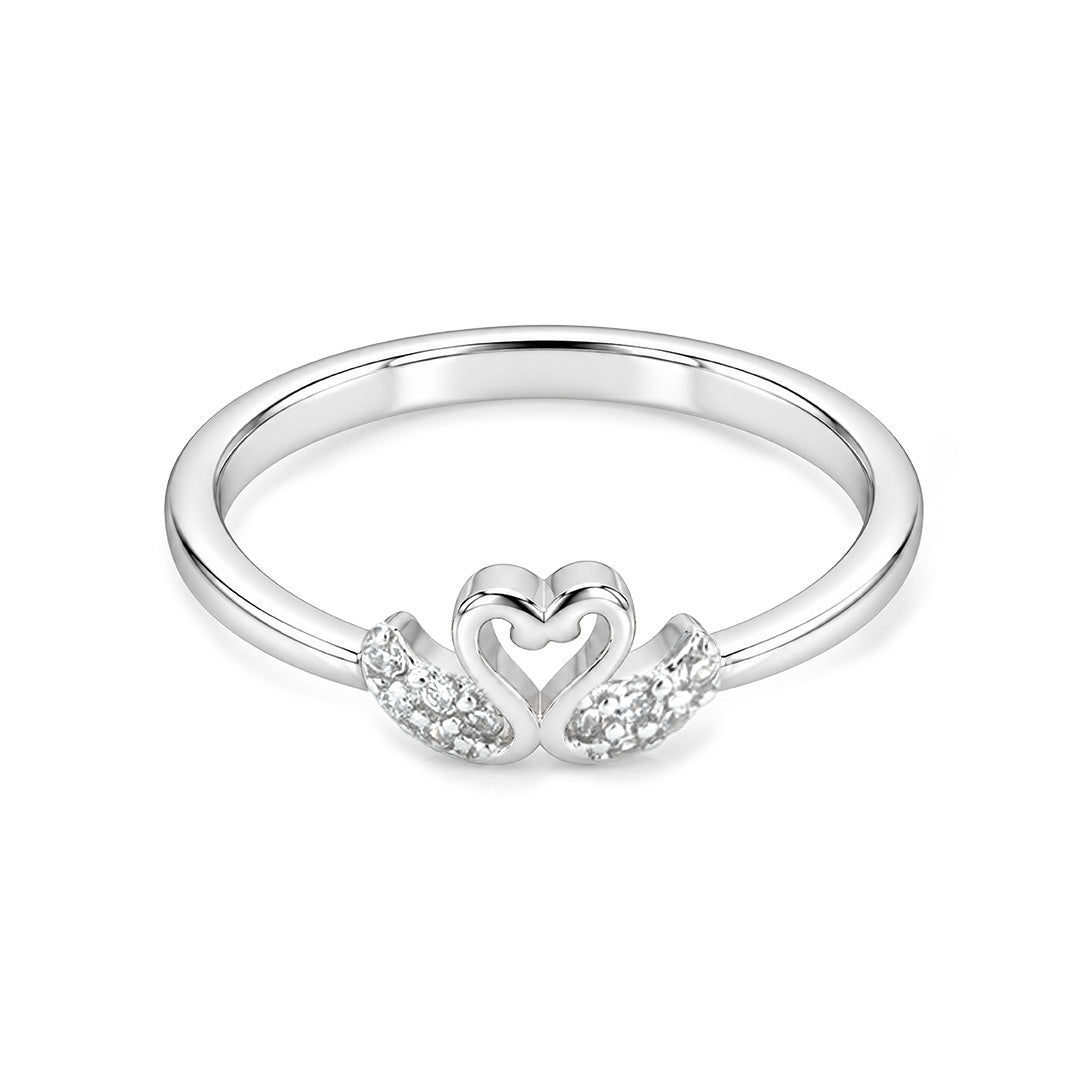 Dainty Open Heart Tiara Sterling Silver Ring