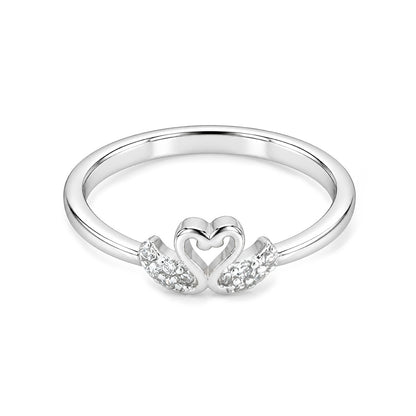 Dainty Open Heart Tiara Sterling Silver Ring