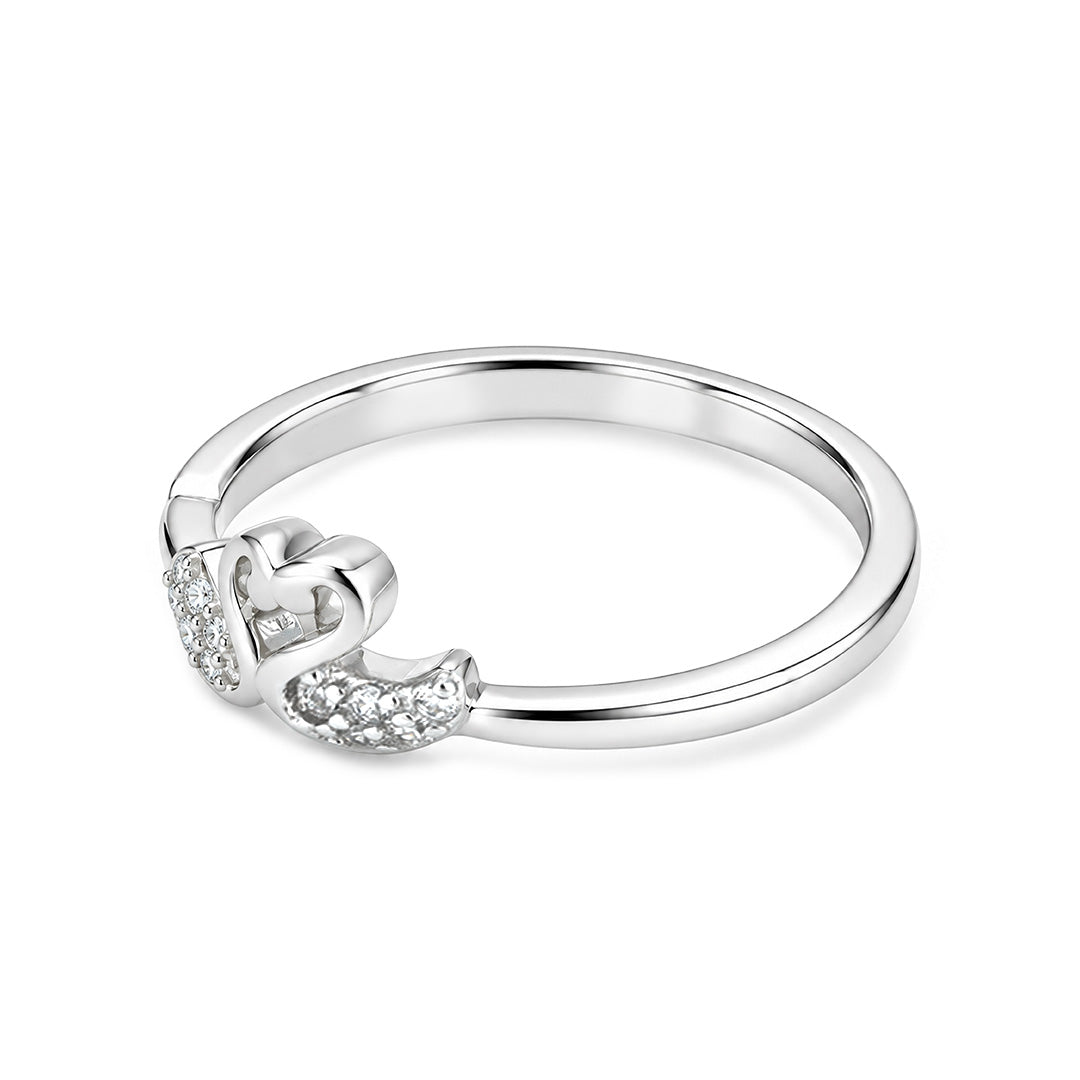 Dainty Open Heart Tiara Sterling Silver Ring