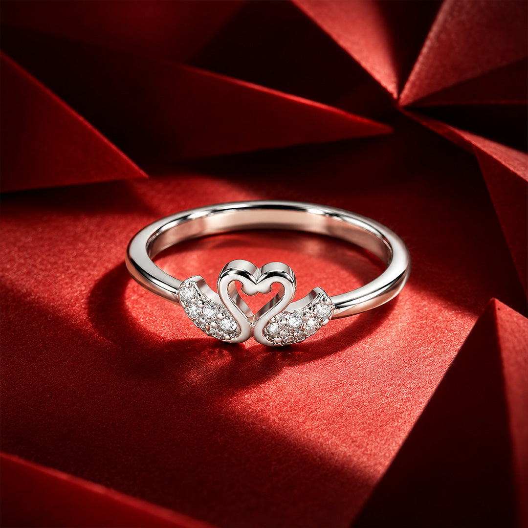 Dainty Open Heart Tiara Sterling Silver Ring