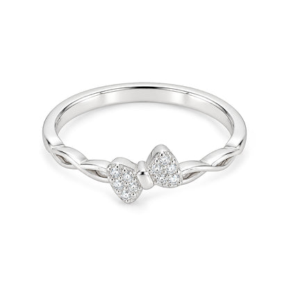 Dainty Pave Bow Twist Sterling Silver Ring