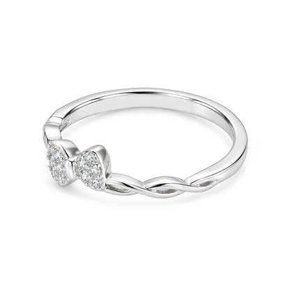 Dainty Pave Bow Twist Sterling Silver Ring