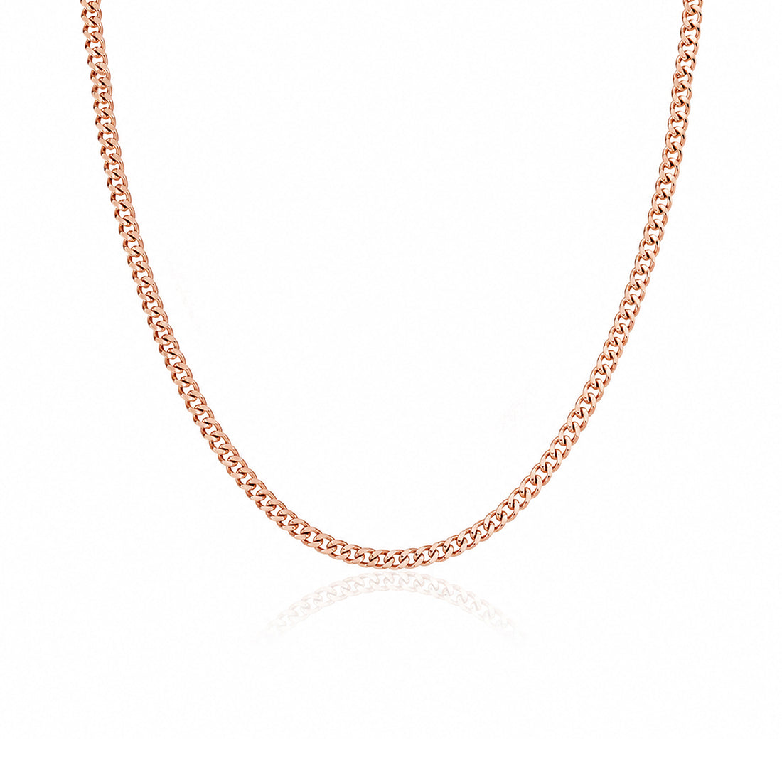 Dainty Rose Gold Interlocking Flat-Link Design 925 Sterling Silver Chain for Women