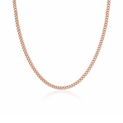 Dainty Rose Gold Interlocking Flat-Link Design 925 Sterling Silver Chain for Women