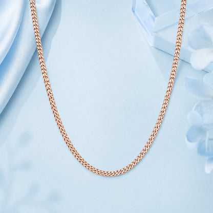 Dainty Rose Gold Interlocking Flat-Link Design 925 Sterling Silver Chain for Women