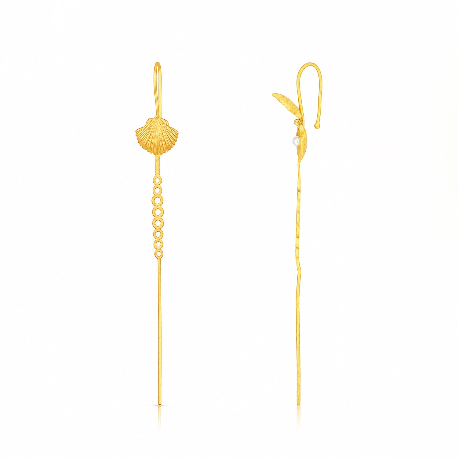 Dainty Seashell Chain 925 Sterling Silver Artistic Earrings
