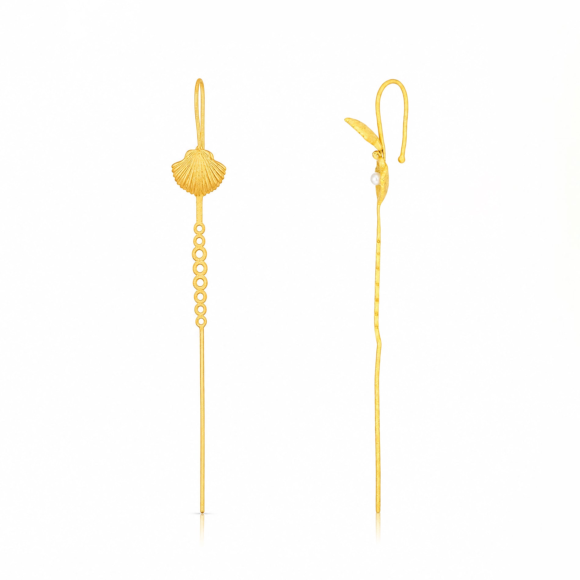 Dainty Seashell Chain 925 Sterling Silver Artistic Earrings