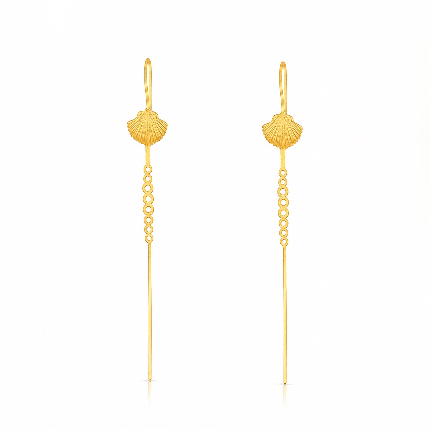 Dainty Seashell Chain 925 Sterling Silver Artistic Earrings