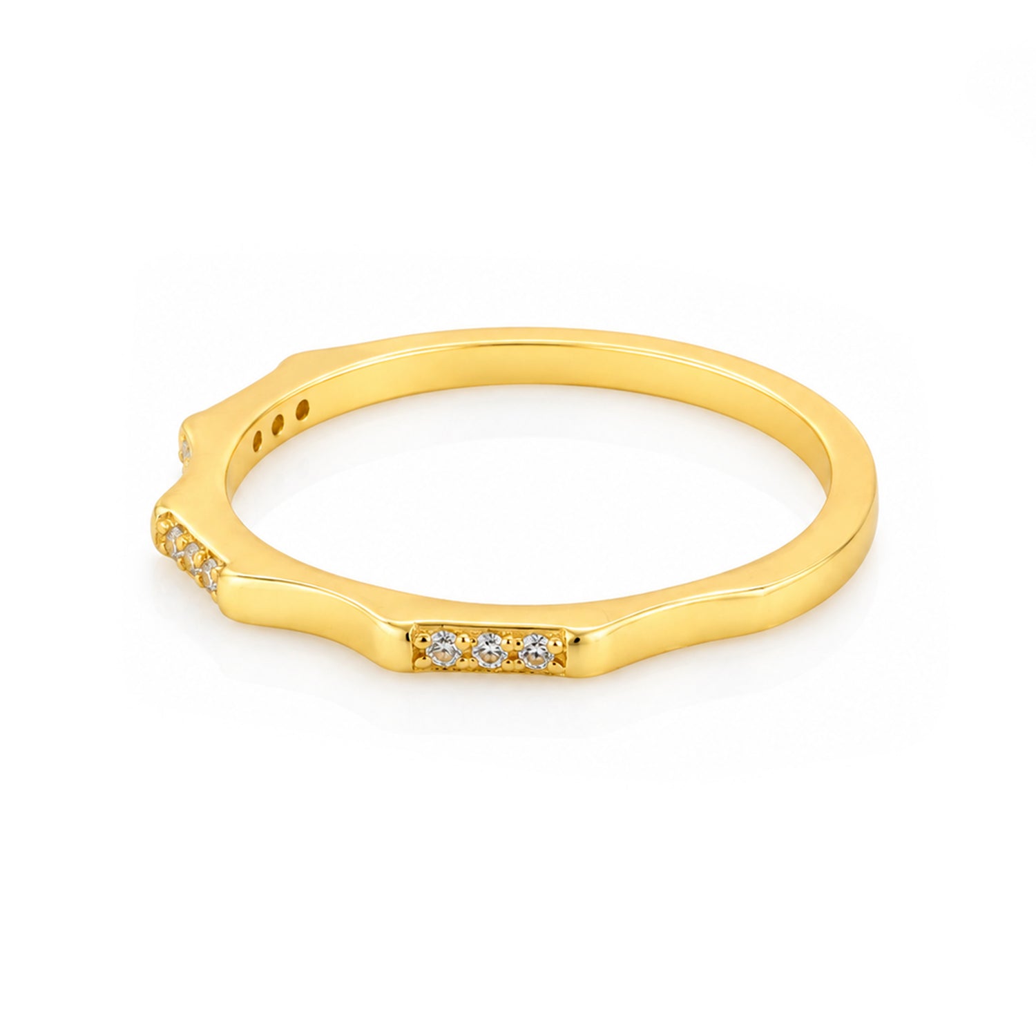 Dainty Wavy Gold Stackable Beauty 925 Sterling Silver Ring for Women