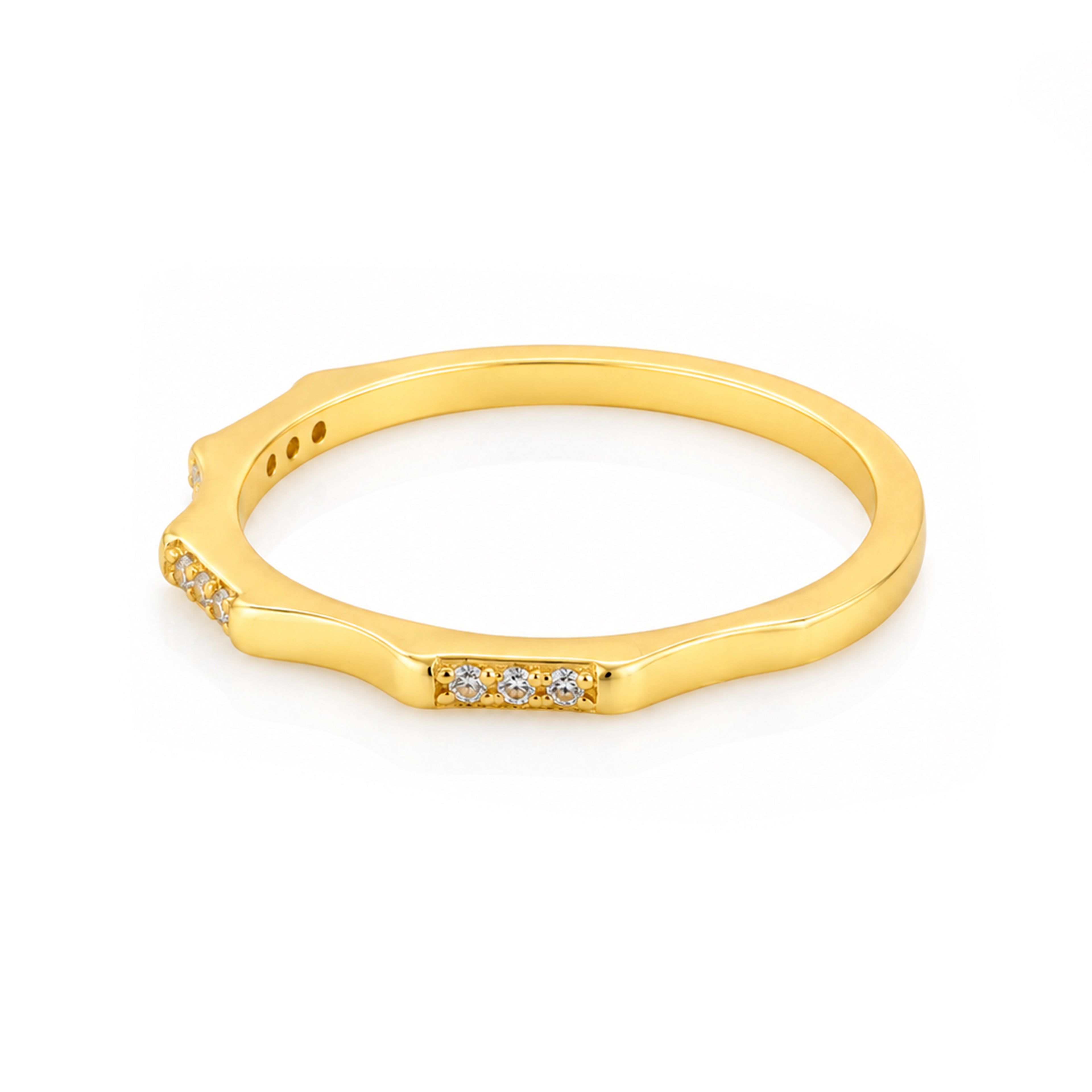 Dainty Wavy Gold Stackable Beauty 925 Sterling Silver Ring for Women