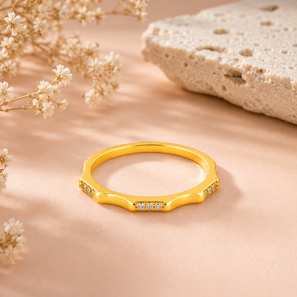 Dainty Wavy Gold Stackable Beauty 925 Sterling Silver Ring for Women
