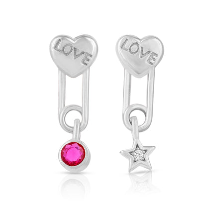 Dangling Love 925 Sterling Silver Heart Earring for Women