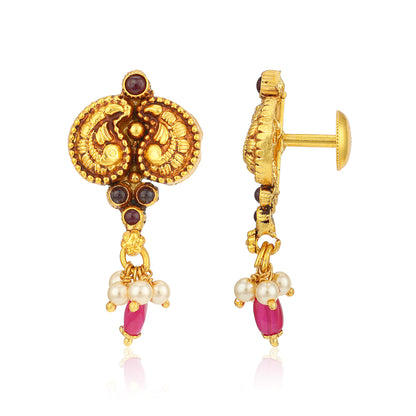 Dangling Pearl 925 Sterling Silver Mango Motif Earring for Women