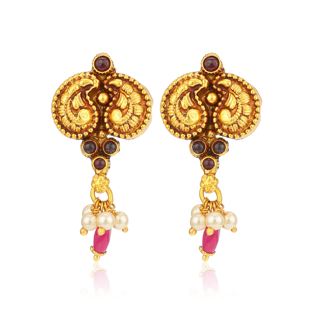 Dangling Pearl 925 Sterling Silver Mango Motif Earring for Women