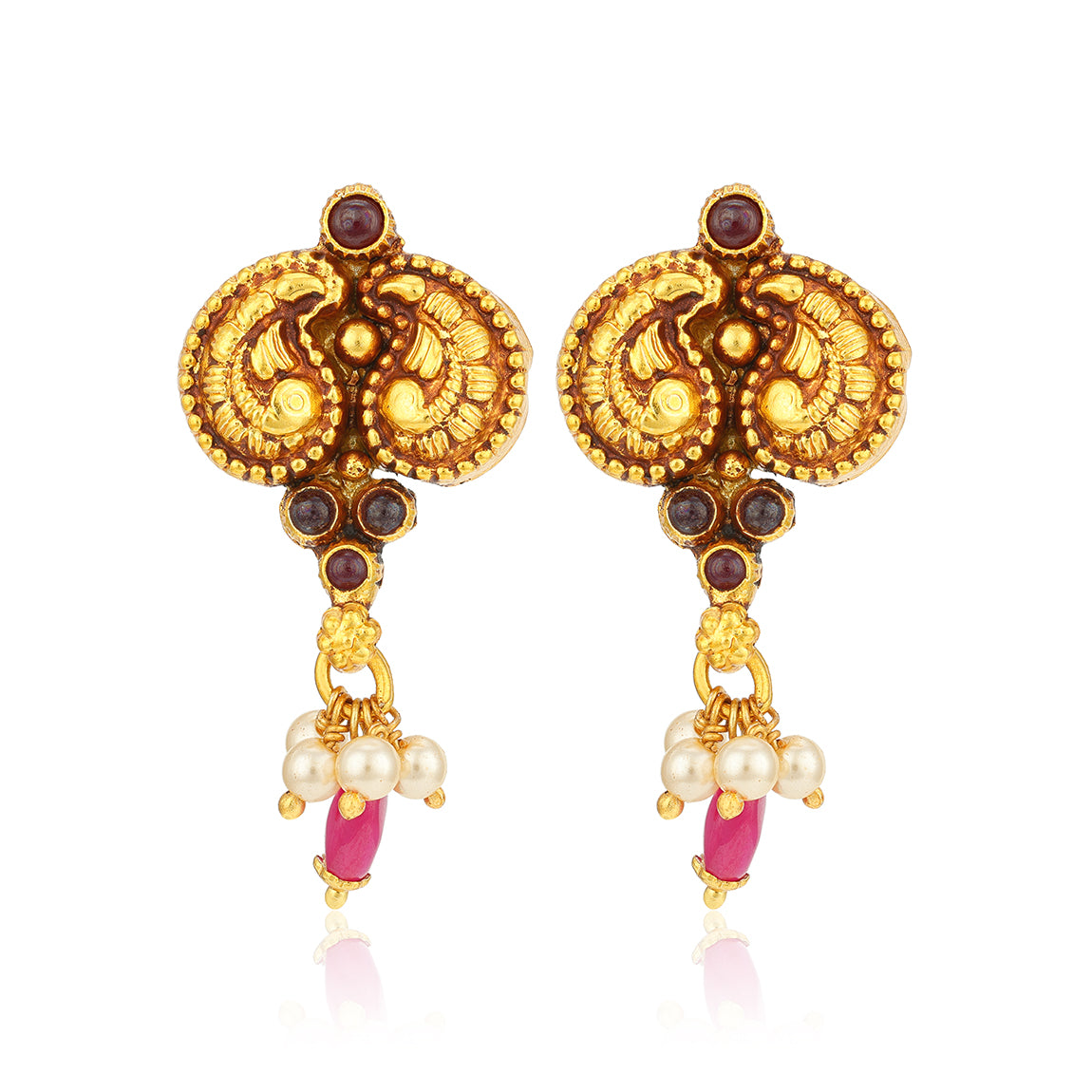 Dangling Pearl 925 Sterling Silver Mango Motif Earring for Women