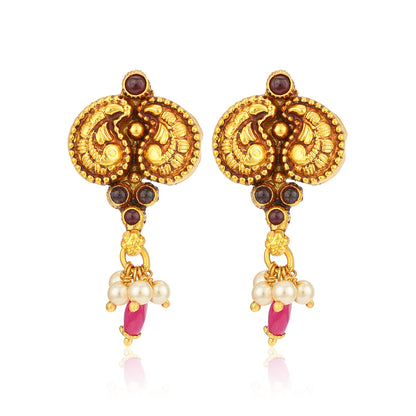 Dangling Pearl 925 Sterling Silver Mango Motif Earring for Women