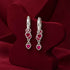 Dangling Red Heart Hoop Sterling Silver Earring
