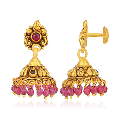 Dangling Ruby 925 Sterling Silver Jhumka Earring for Women