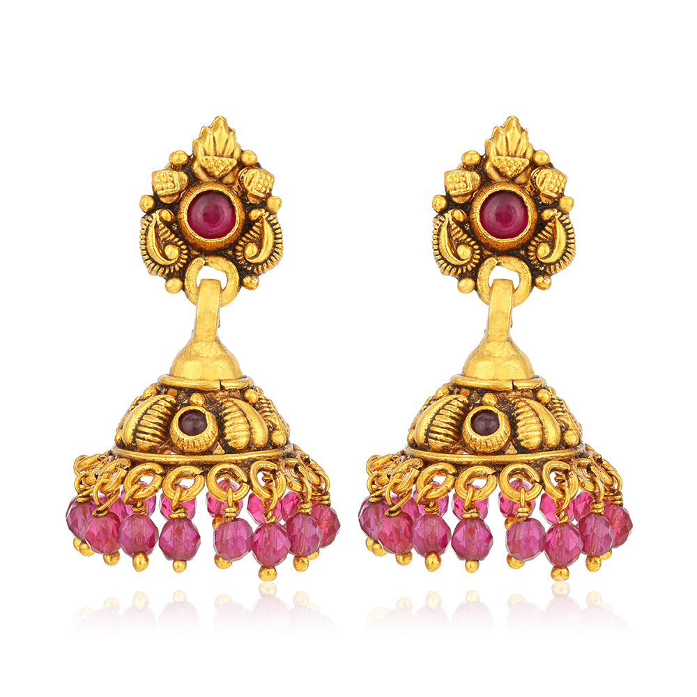 Dangling Ruby 925 Sterling Silver Jhumka Earring for Women