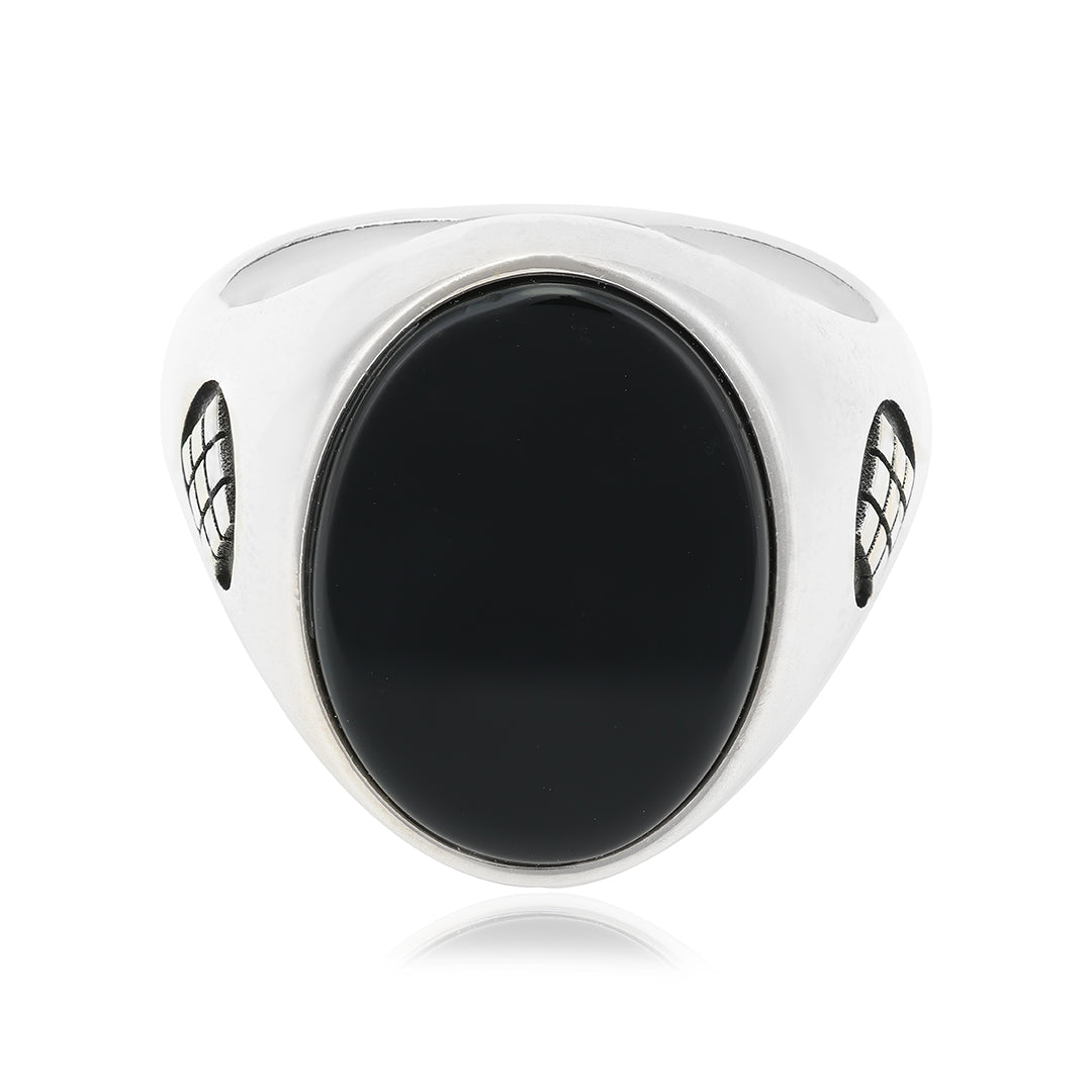 Darkstone 925 Balck Agate Sterling Ring 
